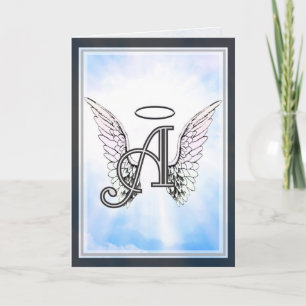 Monogram initial A, Vingar och halogram med moln Anteckningskort