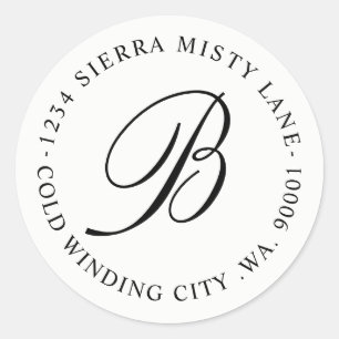Monogram Initial Adress eller Bröllop Runt Klistermärke