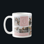 Monogram initial andningsmodern elegant för par kaffemugg<br><div class="desc">Ett par i den moderna familjen med andningsvärdiga eleganter,  rosa av personlig i hemmet och utformning av vit mugg. En del av en modern enkel klasssamling.</div>