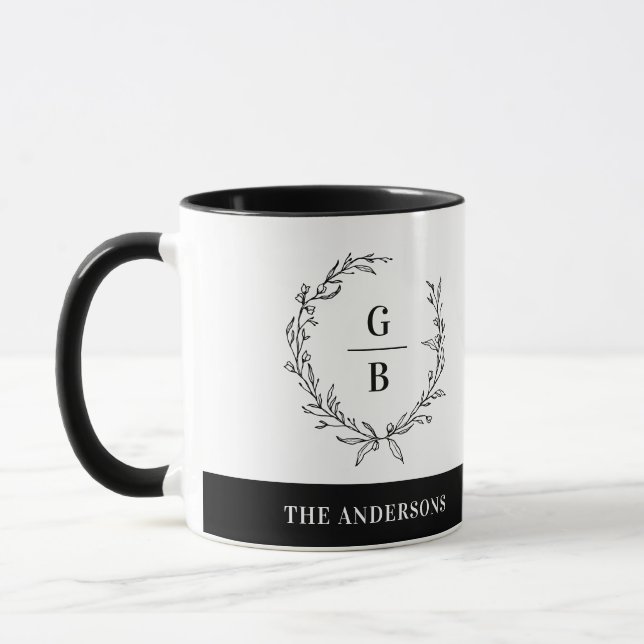 Monogram initial andningsmodern elegant för par mugg (Vänster)