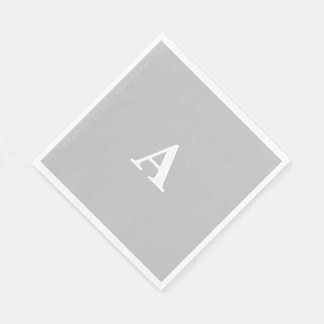 Monogram initial anpassat namn grått grå vitt sött pappersservett (Hörn)