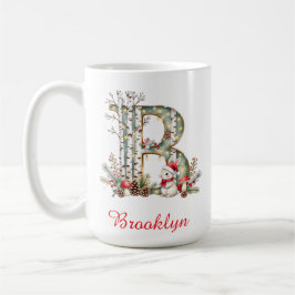 Monogram initial B bunny merry Christmas Kaffemugg