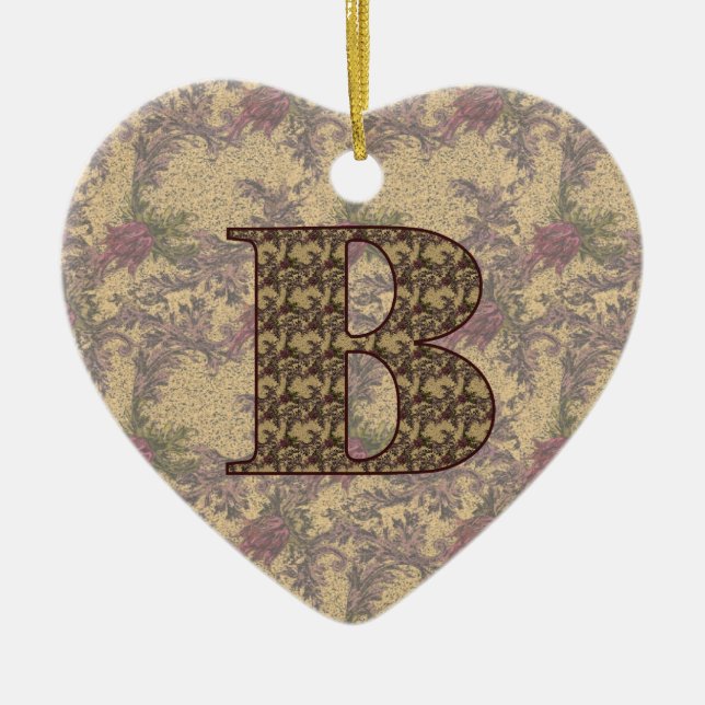 Monogram initial B Elegant Blommigt Ornament (Framsidan)
