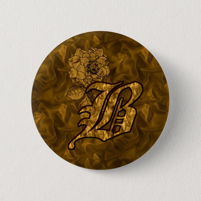 Monogram initial B Elegant guldpeonyblomma Knapp (Framsida)