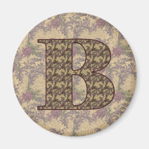 Monogram initial B Elegant Vintage Blommig Magnet