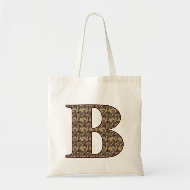 Monogram initial B elegant vintage blomstermotiv Tygkasse (Framsidan)