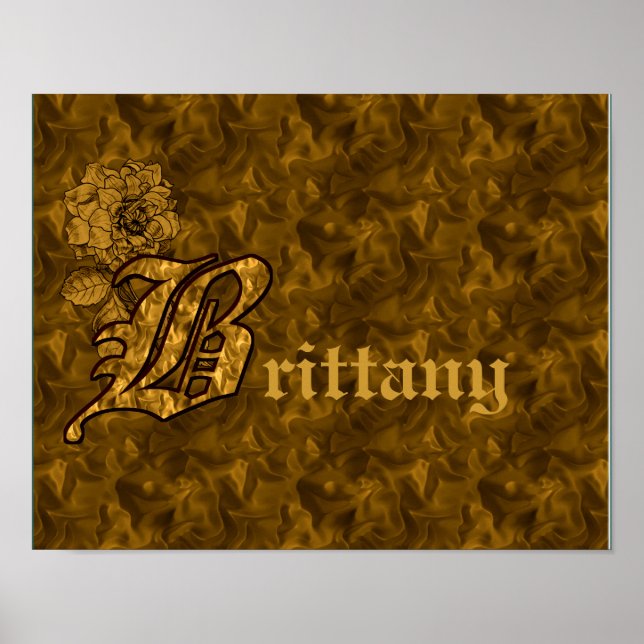 Monogram initial B Guld Peony Blomma Personlig Poster (Framsidan)