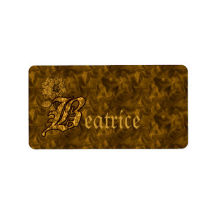 Monogram initial B Guld Peony Blommig Personlig Adressetikett