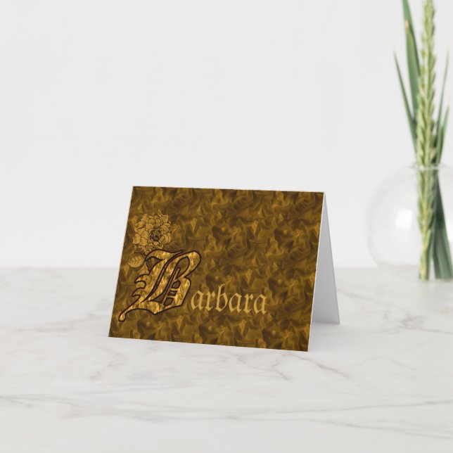 Monogram Initial B Guld Peony Personlig Tack Kort (Framsida)