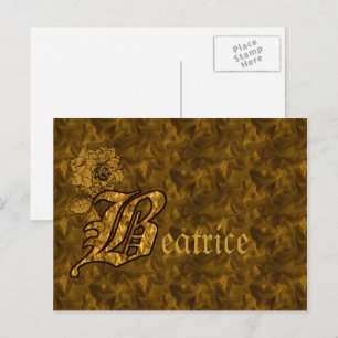 Monogram initial B Guld Peony Personlig Vykort