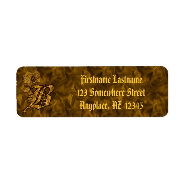 Monogram initial B Guld Peony Returadress  Etikett (Framsidan)