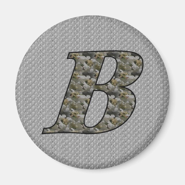 Monogram initial B Hortensia blommor Magnet (Framsidan)