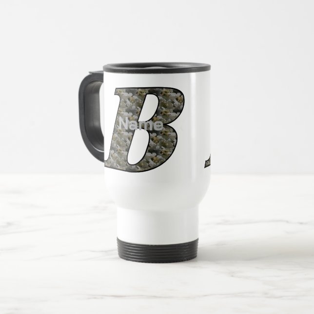 Monogram initial B Hortensia blommor Personlig Resemugg (Framsida vänster)