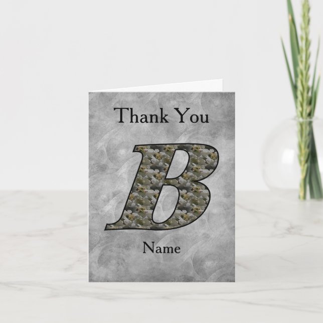 Monogram initial B Hortensia Blommor Personlig Tack Kort (Framsida)
