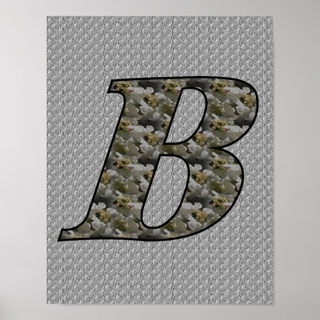 Monogram Initial B Hortensia Blommor Poster (Framsidan)