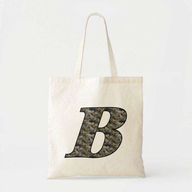 Monogram initial B Hortensia blommor Tygkasse (Framsidan)