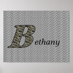 Monogram Initial B Hydrangea Blommor Personlig Poster