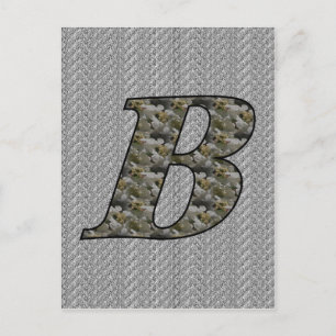 Monogram initial B Hydrangea blommor Vykort