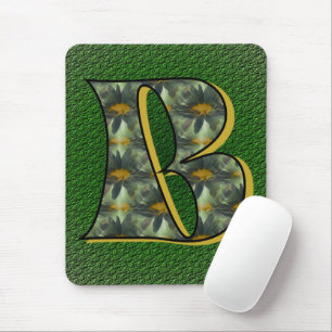 Monogram initial B Prästkragar Blommig konst Musmatta