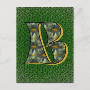 Monogram initial B Prästkragar Blommig Konst Vykort