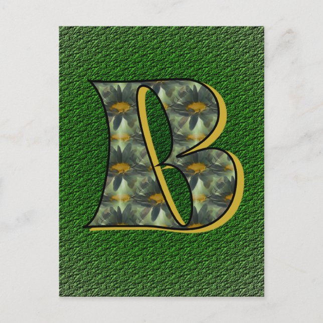 Monogram initial B Prästkragar Blommig Konst Vykort (Framsida)