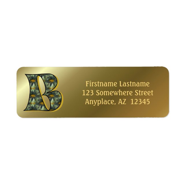 Monogram initial B Prästkragar Konst Returadress  Etikett (Framsidan)