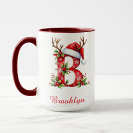 Monogram initial B Santa merry Christmas Mugg