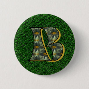 Monogram initial B tusenskönor blommig konst Knapp