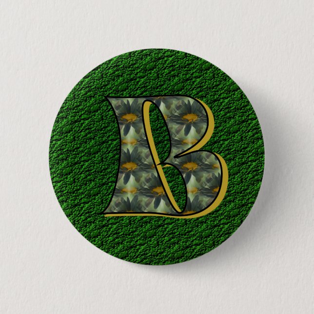 Monogram initial B tusenskönor blommig konst Knapp (Framsida)