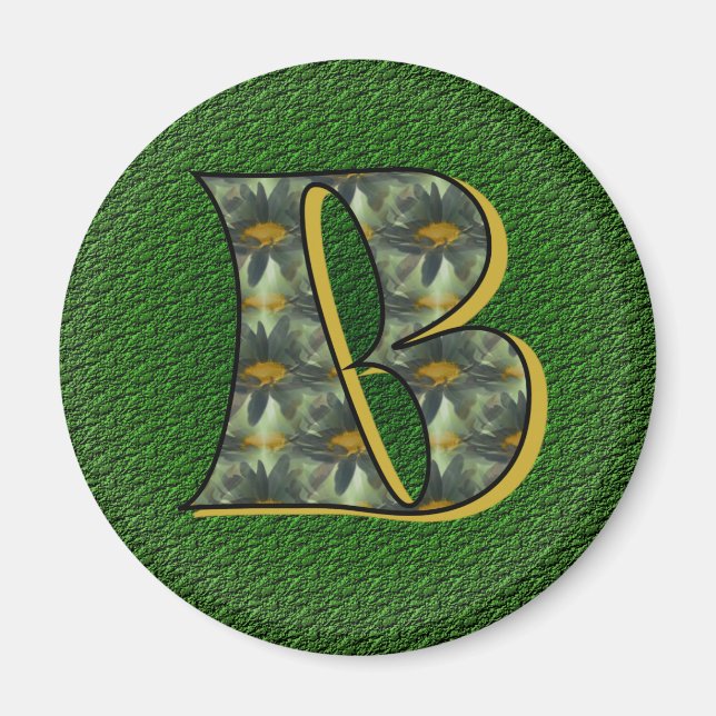 Monogram initial B tusenskönor blomsterkonst Magnet (Framsidan)