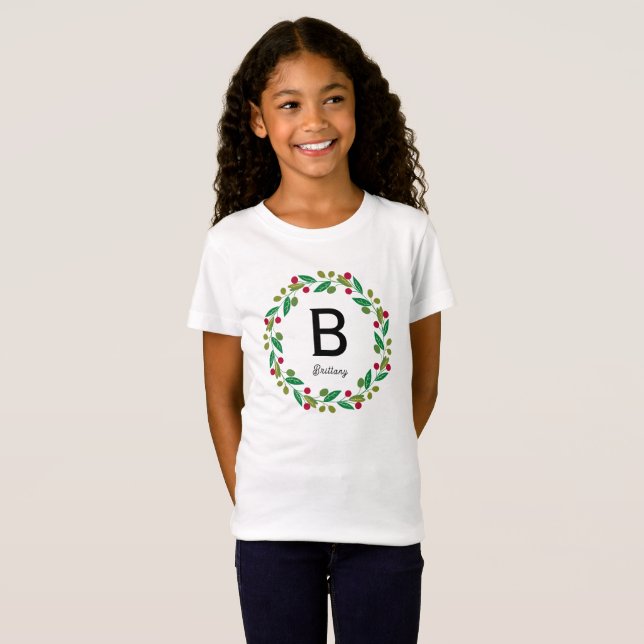 Monogram initial - barnfamilj Jul T Shirt (Hel framsida)