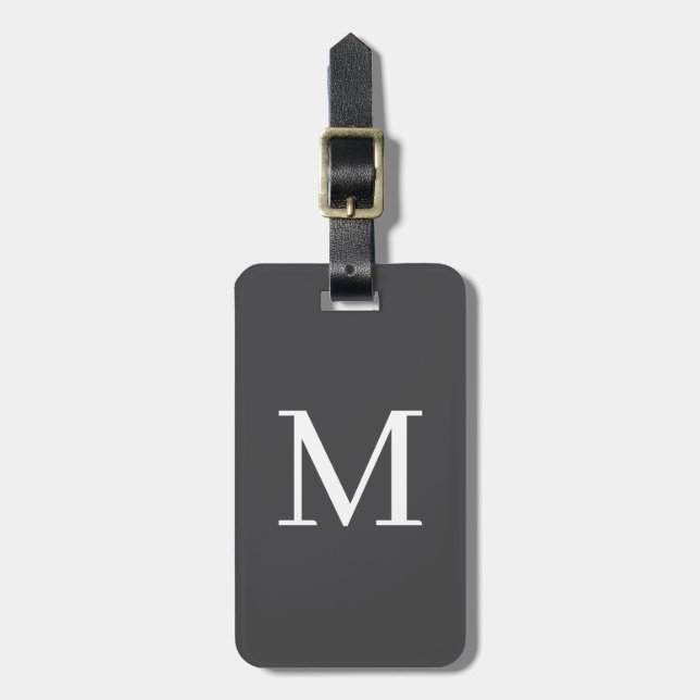 Monogram initial bokstav anpassad grå Grå Bagagebricka (Vertikal Framsida)