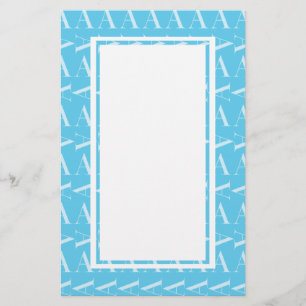 Monogram Initial Brev A, Aqua Blue Brevpapper