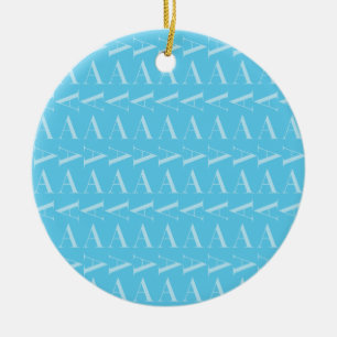 Monogram Initial Brev A, Aqua Blue Julgransprydnad Keramik