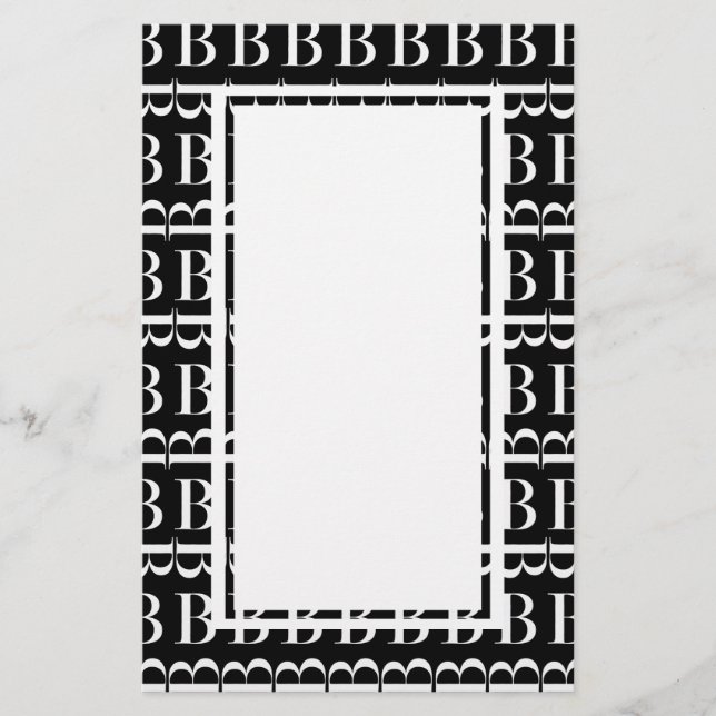 Monogram Initial Brev B Brevpapper (Framsida)
