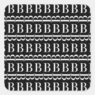 Monogram Initial Brev B Fyrkantigt Klistermärke