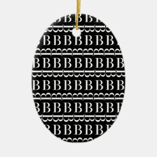 Monogram Initial Brev B Julgransprydnad Keramik