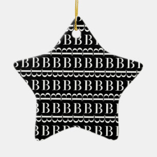 Monogram Initial Brev B Julgransprydnad Keramik