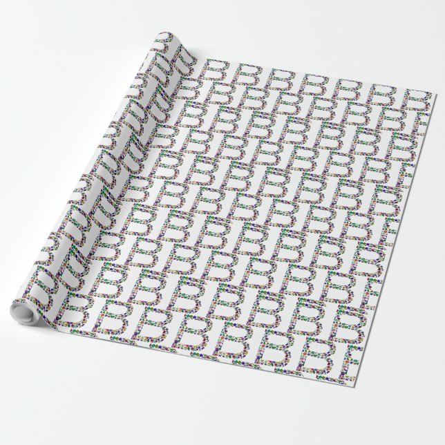 Monogram Initial Brev B Presentpapper (Utrullad)