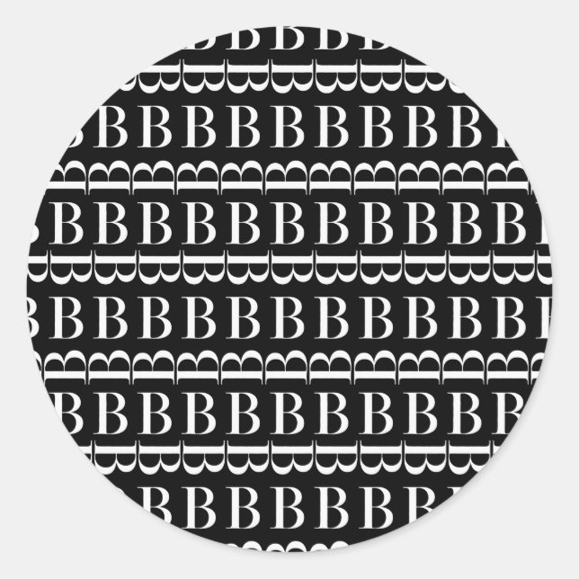 Monogram Initial Brev B Runt Klistermärke (Framsida)