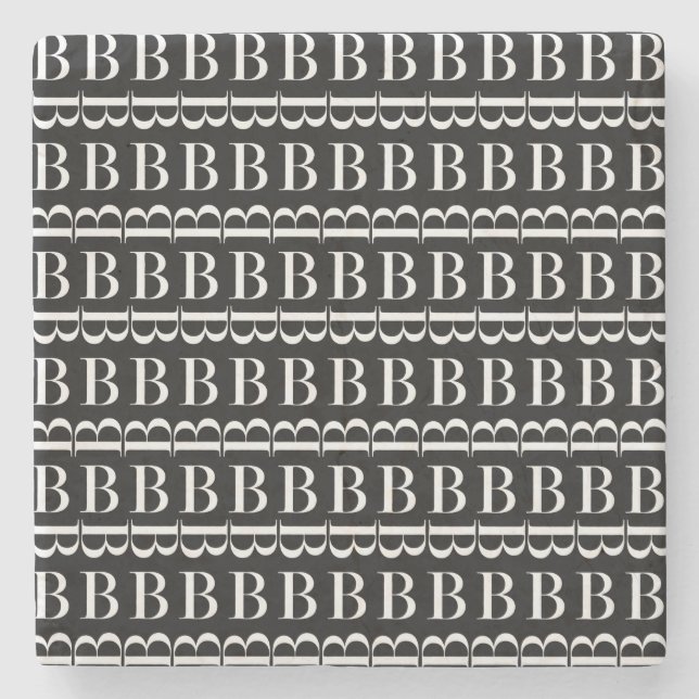 Monogram Initial Brev B Underlägg Sten (Framsidan)