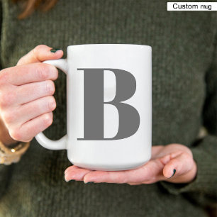 Monogram initial Brev Black and White Elegant Två-Tonad Mugg
