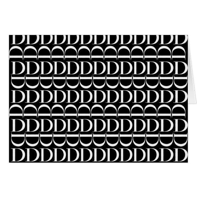 Monogram Initial Brev D Hälsningskort (Framsidan Horizontal)