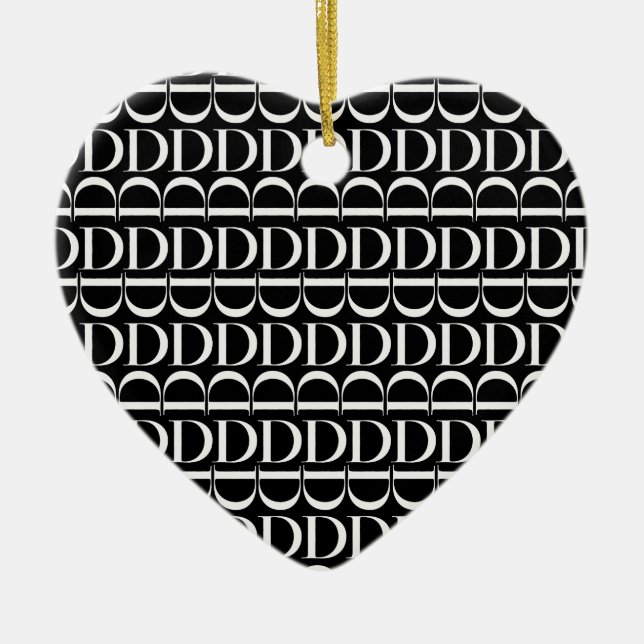 Monogram Initial Brev D Julgransprydnad Keramik (Framsidan)