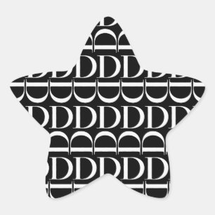 Monogram Initial Brev D Stjärnformat Klistermärke