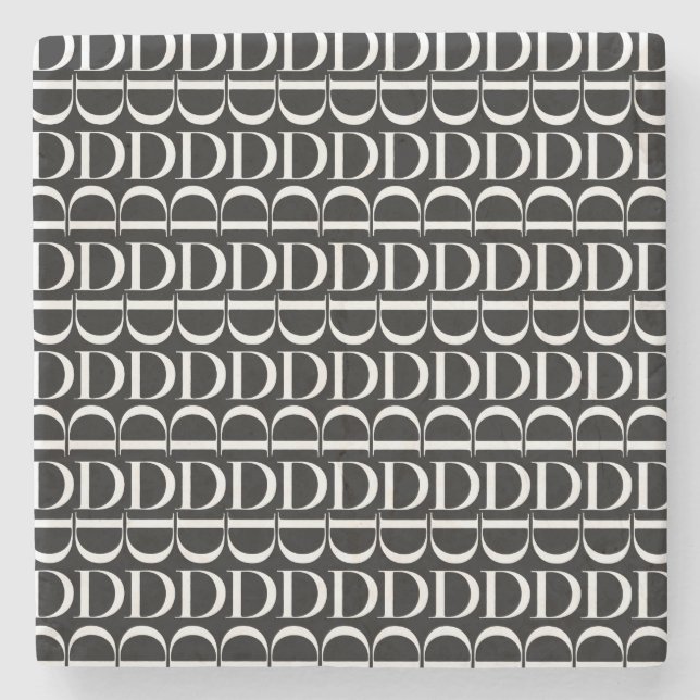 Monogram Initial Brev D Underlägg Sten (Framsidan)