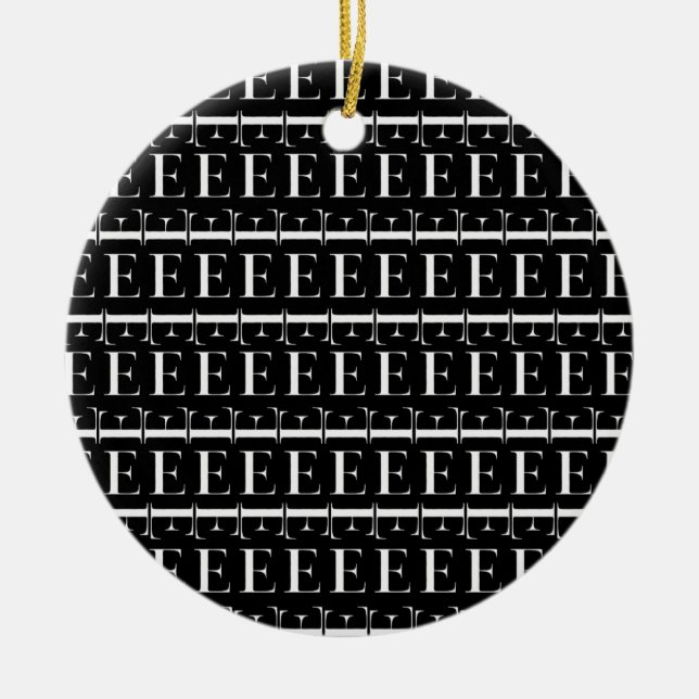 Monogram Initial Brev E Julgransprydnad Keramik (Framsidan)