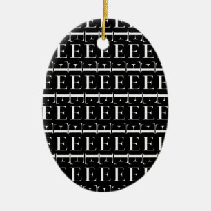 Monogram Initial Brev E Julgransprydnad Keramik