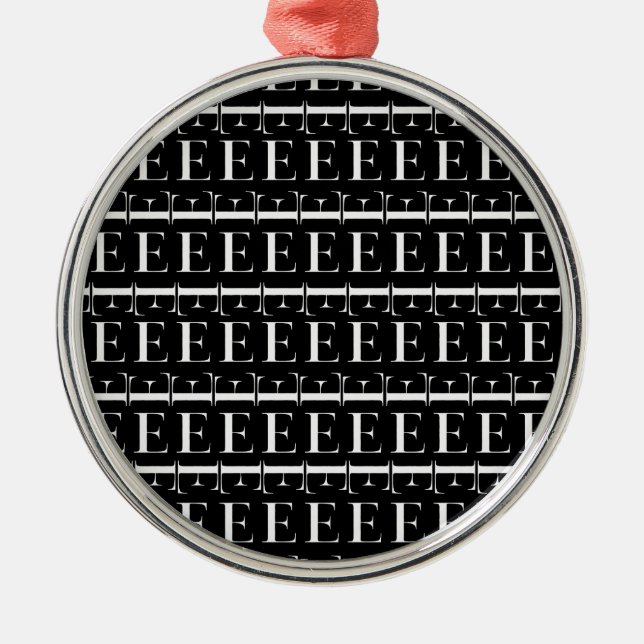 Monogram Initial Brev E Julgransprydnad Metall (Framsidan)