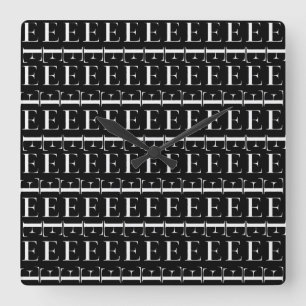 Monogram Initial Brev E, välj Bakgrund Färg Fyrkantig Klocka